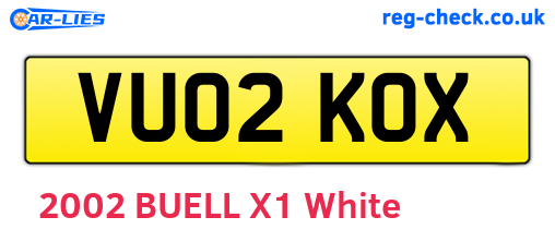 VU02KOX are the vehicle registration plates.