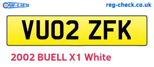 VU02ZFK are the vehicle registration plates.