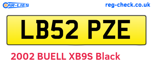 LB52PZE are the vehicle registration plates.