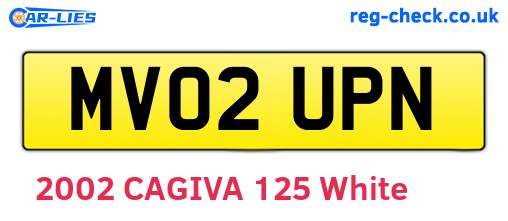 MV02UPN are the vehicle registration plates.
