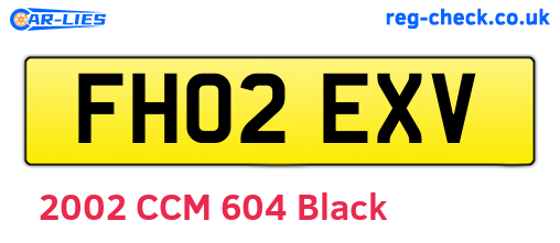 FH02EXV are the vehicle registration plates.
