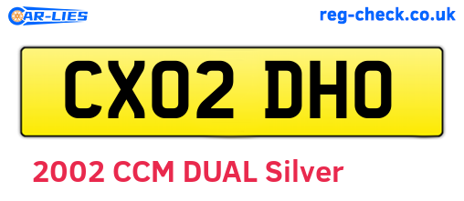 CX02DHO are the vehicle registration plates.