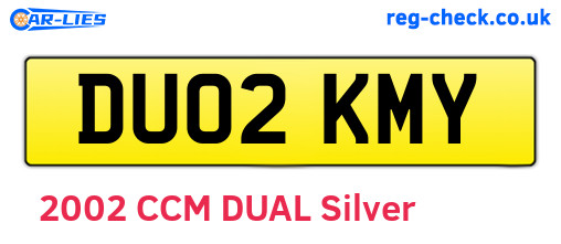 DU02KMY are the vehicle registration plates.