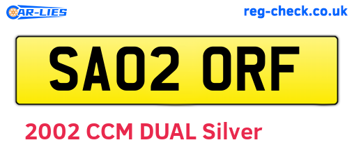 SA02ORF are the vehicle registration plates.
