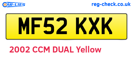 MF52KXK are the vehicle registration plates.