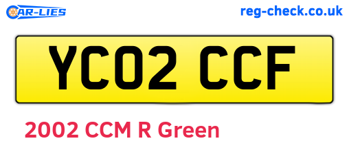 YC02CCF are the vehicle registration plates.