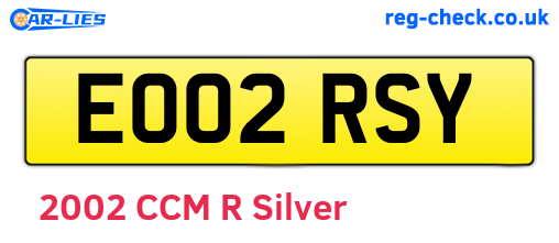 EO02RSY are the vehicle registration plates.