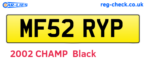 MF52RYP are the vehicle registration plates.
