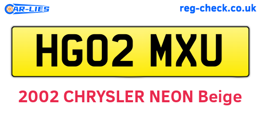 HG02MXU are the vehicle registration plates.