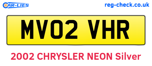 MV02VHR are the vehicle registration plates.