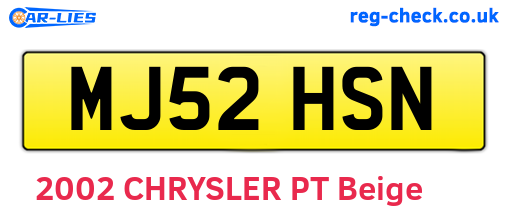 MJ52HSN are the vehicle registration plates.
