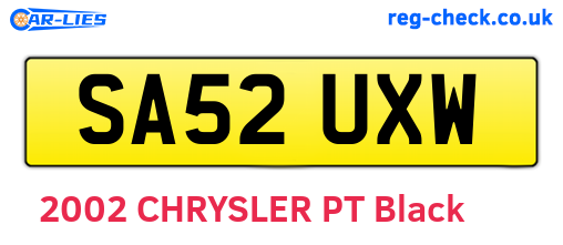 SA52UXW are the vehicle registration plates.