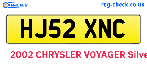 HJ52XNC are the vehicle registration plates.
