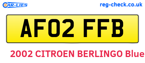 AF02FFB are the vehicle registration plates.
