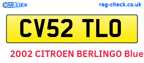CV52TLO are the vehicle registration plates.