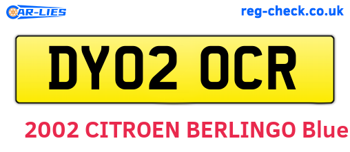 DY02OCR are the vehicle registration plates.