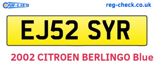 EJ52SYR are the vehicle registration plates.