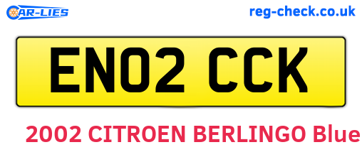 EN02CCK are the vehicle registration plates.