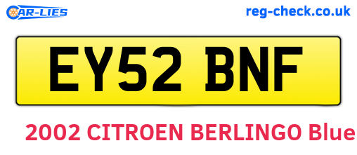 EY52BNF are the vehicle registration plates.