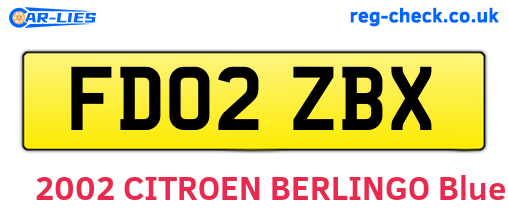 FD02ZBX are the vehicle registration plates.