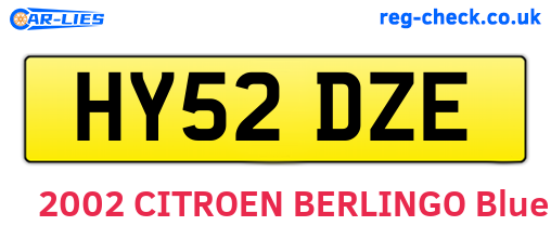 HY52DZE are the vehicle registration plates.
