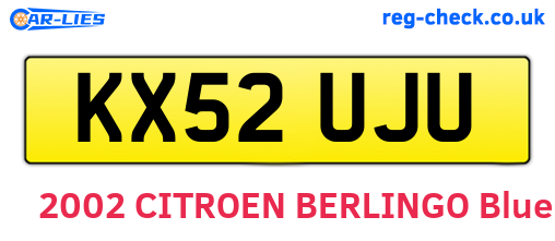 KX52UJU are the vehicle registration plates.