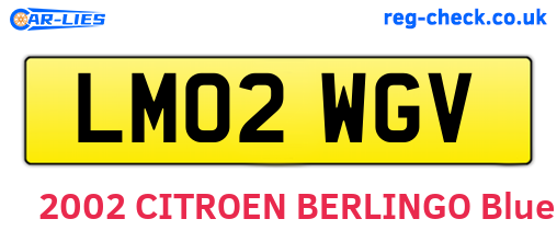 LM02WGV are the vehicle registration plates.