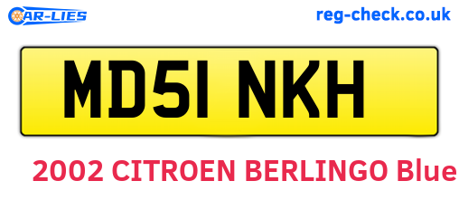 MD51NKH are the vehicle registration plates.