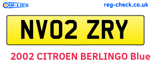 NV02ZRY are the vehicle registration plates.
