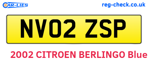 NV02ZSP are the vehicle registration plates.