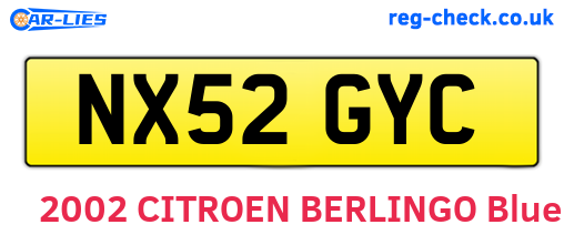 NX52GYC are the vehicle registration plates.