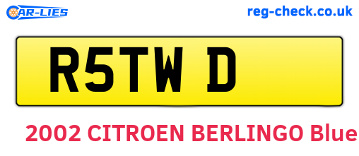 R5TWD are the vehicle registration plates.