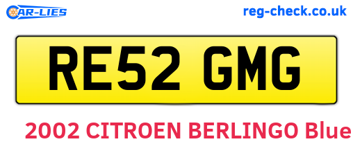 RE52GMG are the vehicle registration plates.