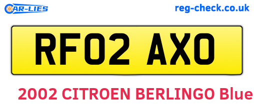 RF02AXO are the vehicle registration plates.