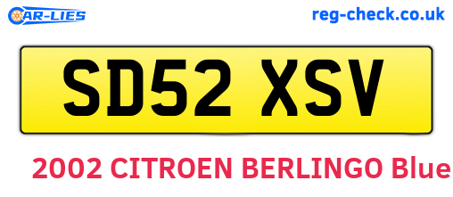 SD52XSV are the vehicle registration plates.