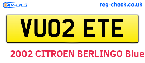VU02ETE are the vehicle registration plates.