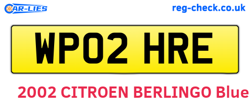 WP02HRE are the vehicle registration plates.