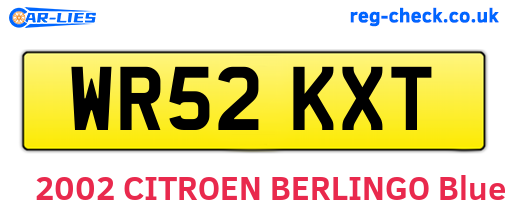 WR52KXT are the vehicle registration plates.