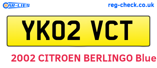 YK02VCT are the vehicle registration plates.