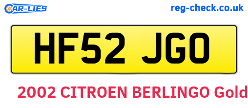 HF52JGO are the vehicle registration plates.