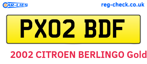 PX02BDF are the vehicle registration plates.