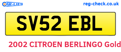 SV52EBL are the vehicle registration plates.