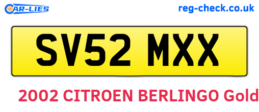 SV52MXX are the vehicle registration plates.