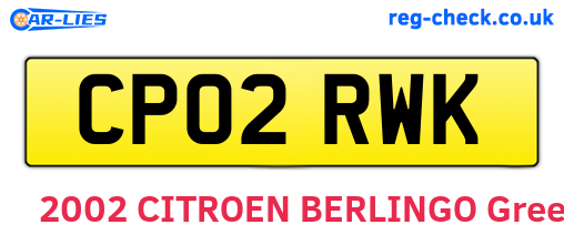 CP02RWK are the vehicle registration plates.