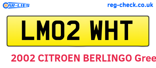 LM02WHT are the vehicle registration plates.