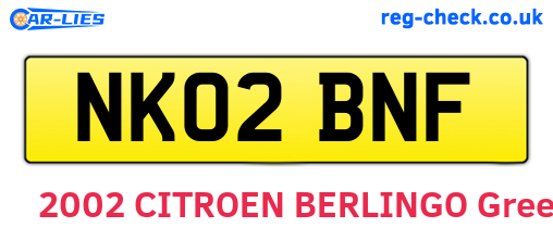 NK02BNF are the vehicle registration plates.