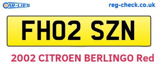FH02SZN are the vehicle registration plates.