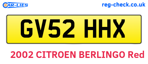 GV52HHX are the vehicle registration plates.