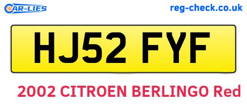HJ52FYF are the vehicle registration plates.