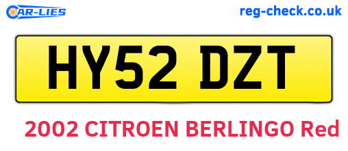 HY52DZT are the vehicle registration plates.